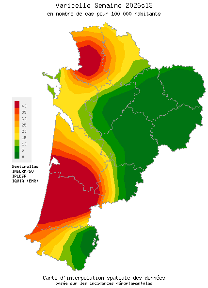 Semaine 202613 - Varicelle - Activité modérée en Nouvelle-Aquitaine