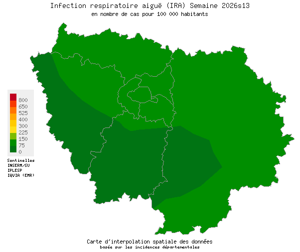 Semaine 202613 - Infection respiratoire aiguë (IRA) - Activité faible en Ile-de-France