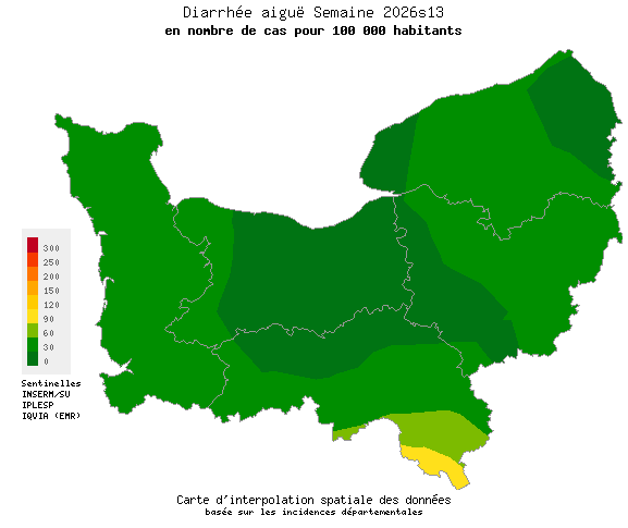 Semaine 202613 - Diarrhée aiguë - Activité faible en Normandie