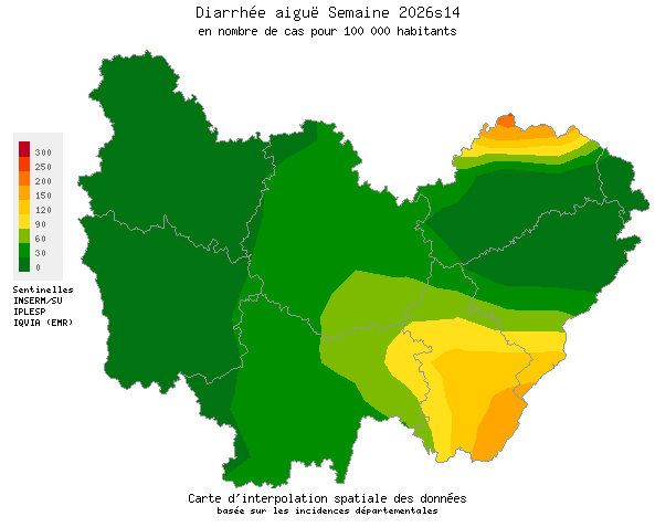 Semaine 202614 - Diarrhée aiguë - Activité faible en Bourgogne-Franche-Comté