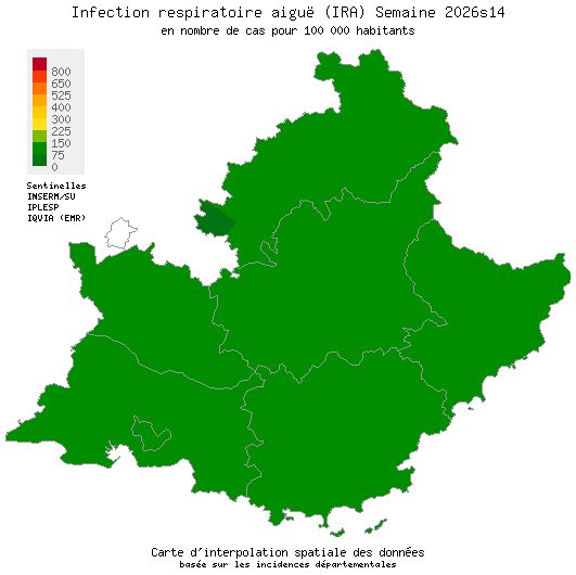 Semaine 202614 - Infection respiratoire aiguë (IRA) - Activité faible en Provence-Alpes-Côte d'Azur