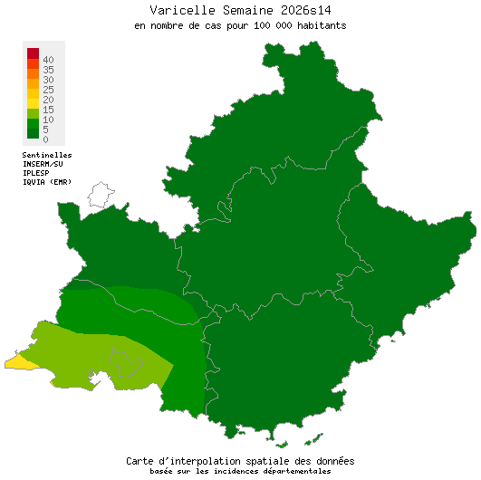 Semaine 202614 - Varicelle - Activité faible en Provence-Alpes-Côte d'Azur