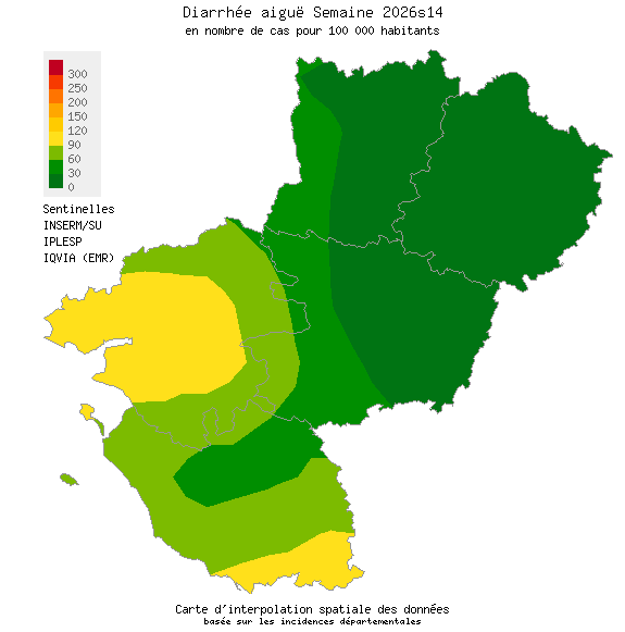 Semaine 202614 - Diarrhée aiguë - Activité faible en Pays de la Loire