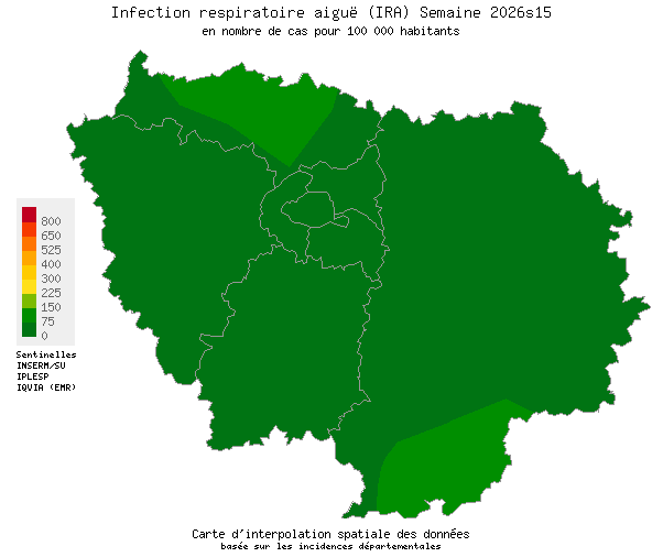 Semaine 202615 - Infection respiratoire aiguë (IRA) - Activité faible en Ile-de-France