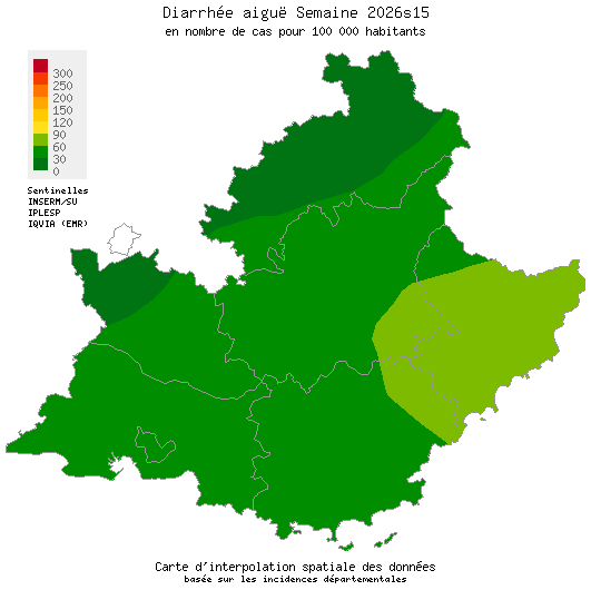 Semaine 202615 - Diarrhée aiguë - Activité faible en Provence-Alpes-Côte d'Azur
