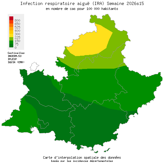 Semaine 202615 - Infection respiratoire aiguë (IRA) - Activité faible en Provence-Alpes-Côte d'Azur
