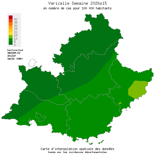 Semaine 202615 - Varicelle - Activité faible en Provence-Alpes-Côte d'Azur