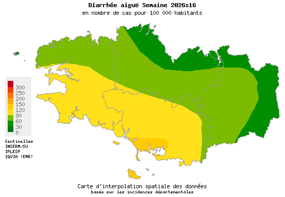Semaine 202616 - Diarrhée aiguë - Activité faible en Bretagne