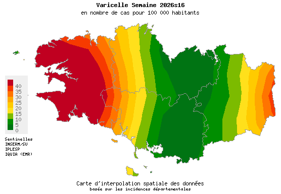 Semaine 202616 - Varicelle - Activité modérée en Bretagne