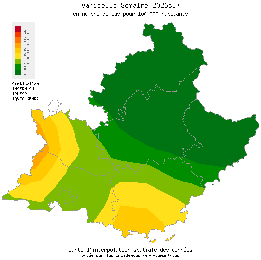Semaine 202617 - Varicelle - Activité faible en Provence-Alpes-Côte d'Azur