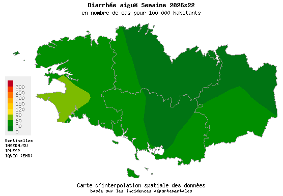 Semaine 202622 - Diarrhée aiguë - Activité faible en Bretagne