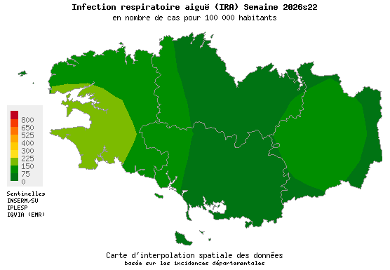 Semaine 202622 - Infection respiratoire aiguë (IRA) - Activité faible en Bretagne