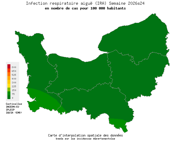 Semaine 202624 - Infection respiratoire aiguë (IRA) - Activité faible en Normandie
