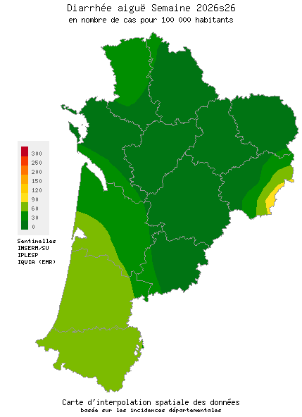 Semaine 202626 - Diarrhée aiguë - Activité faible en Nouvelle-Aquitaine