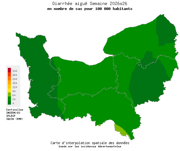 Semaine 202626 - Diarrhée aiguë - Activité faible en Normandie