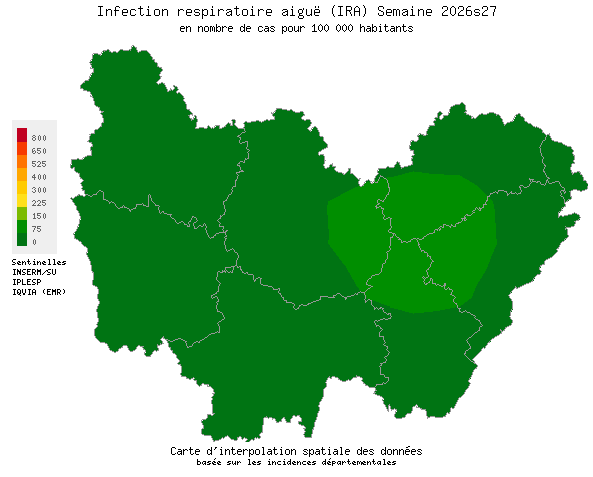 Semaine 202627 - Infection respiratoire aiguë (IRA) - Activité faible en Bourgogne-Franche-Comté