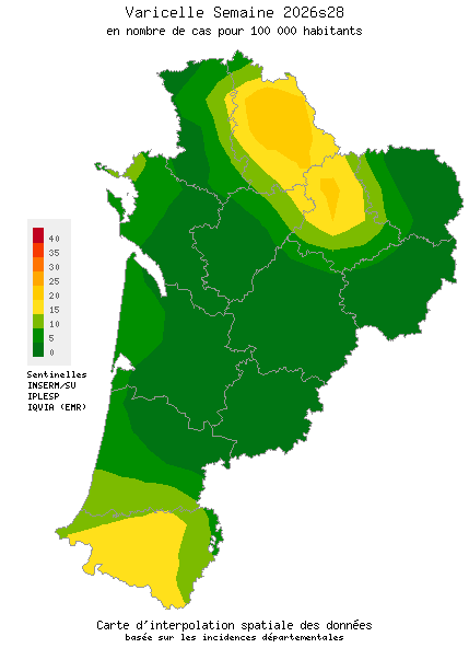 Semaine 202628 - Varicelle - Activité faible en Nouvelle-Aquitaine
