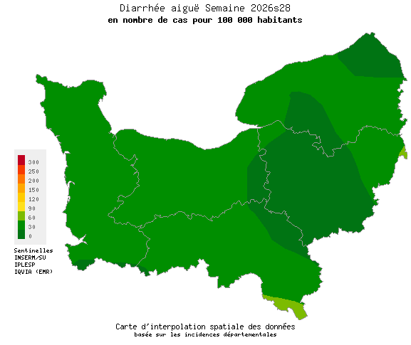 Semaine 202628 - Diarrhée aiguë - Activité faible en Normandie