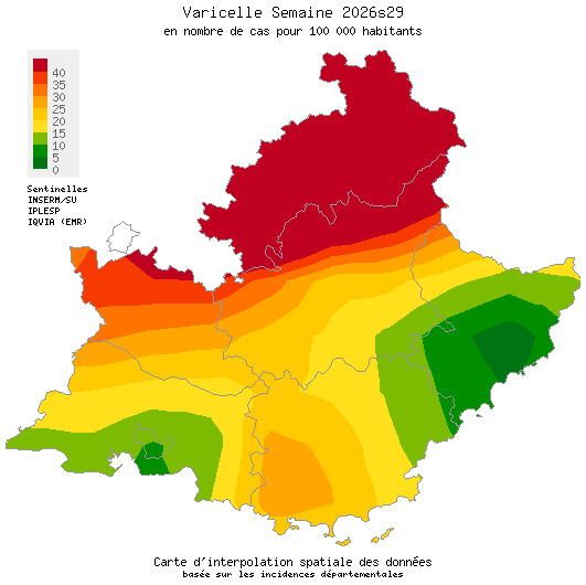 Semaine 202629 - Varicelle - Activité faible en Provence-Alpes-Côte d'Azur