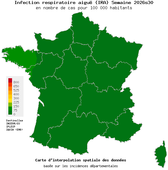 Semaine 202630 - Infection respiratoire aiguë (IRA) - Activité faible en médecine générale