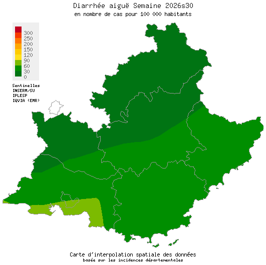 Semaine 202630 - Diarrhée aiguë - Activité faible en Provence-Alpes-Côte d'Azur