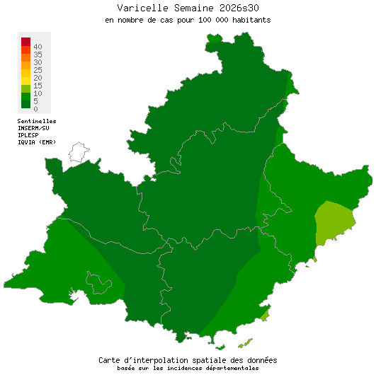 Semaine 202630 - Varicelle - Activité faible en Provence-Alpes-Côte d'Azur