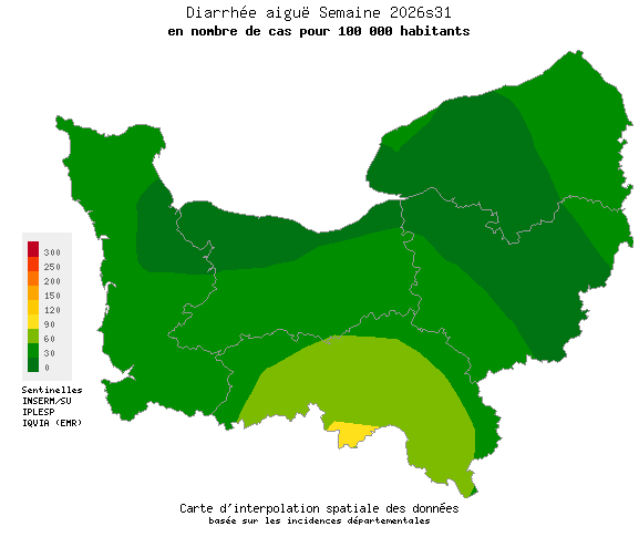 Semaine 202631 - Diarrhée aiguë - Activité faible en Normandie