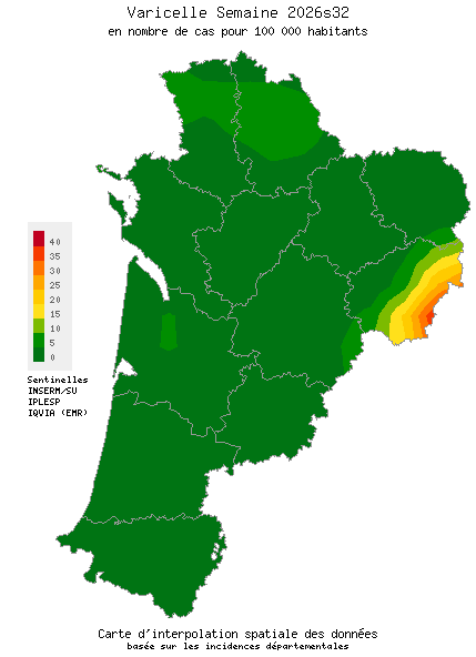 Semaine 202632 - Varicelle - Activité faible en Nouvelle-Aquitaine