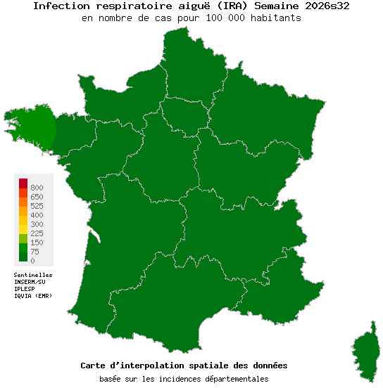 Semaine 202632 - Infection respiratoire aiguë (IRA) - Activité faible en médecine générale