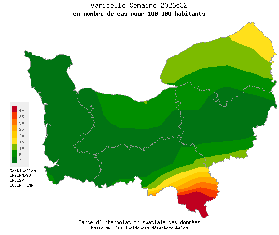 Semaine 202632 - Varicelle - Activité faible en Normandie