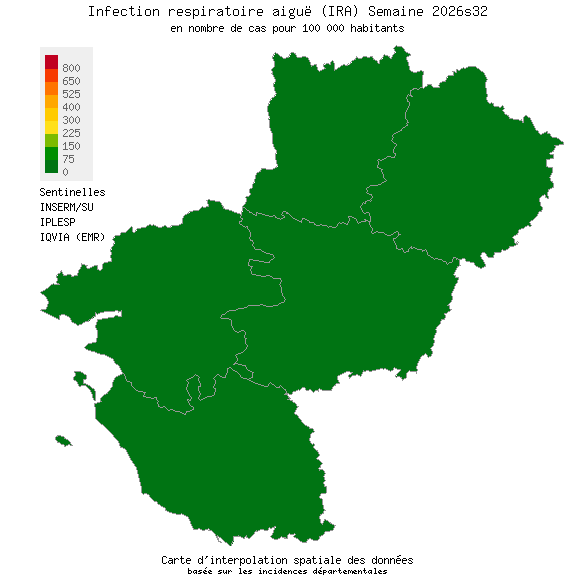 Semaine 202632 - Infection respiratoire aiguë (IRA) - Activité faible en Pays de la Loire