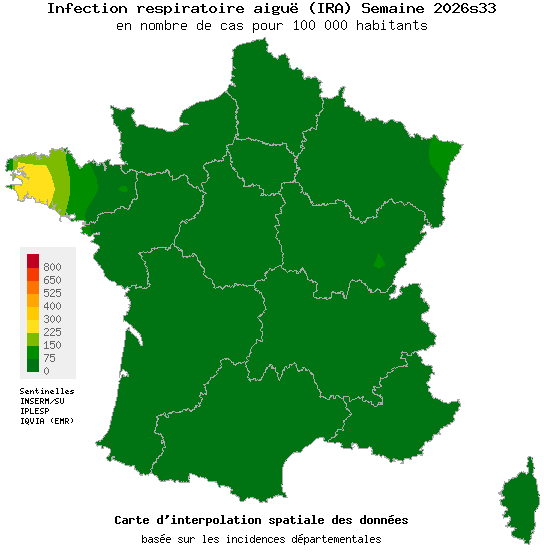 Semaine 202633 - Infection respiratoire aiguë (IRA) - Activité faible en médecine générale