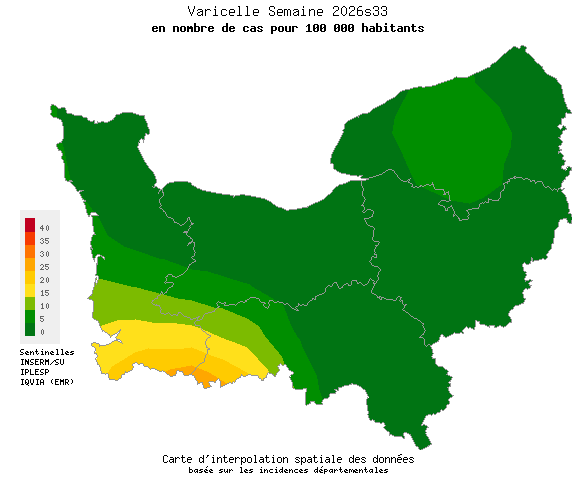 Semaine 202633 - Varicelle - Activité faible en Normandie