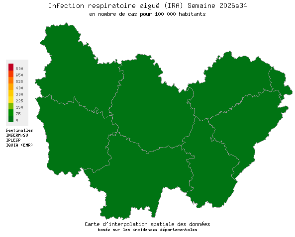 Semaine 202634 - Infection respiratoire aiguë (IRA) - Activité faible en Bourgogne-Franche-Comté