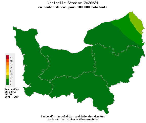 Semaine 202634 - Varicelle - Activité faible en Normandie