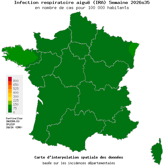 Semaine 202635 - Infection respiratoire aiguë (IRA) - Activité faible en médecine générale