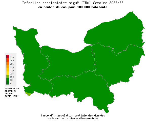 Semaine 202638 - Infection respiratoire aiguë (IRA) - Activité faible en Normandie