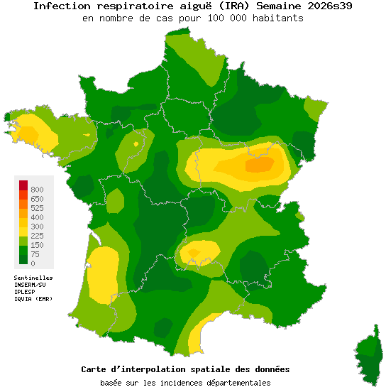 Semaine 202639 - Infection respiratoire aiguë (IRA) - Activité faible en médecine générale