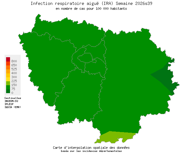 Semaine 202639 - Infection respiratoire aiguë (IRA) - Activité faible en Ile-de-France
