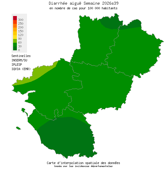 Semaine 202639 - Diarrhée aiguë - Activité faible en Pays de la Loire