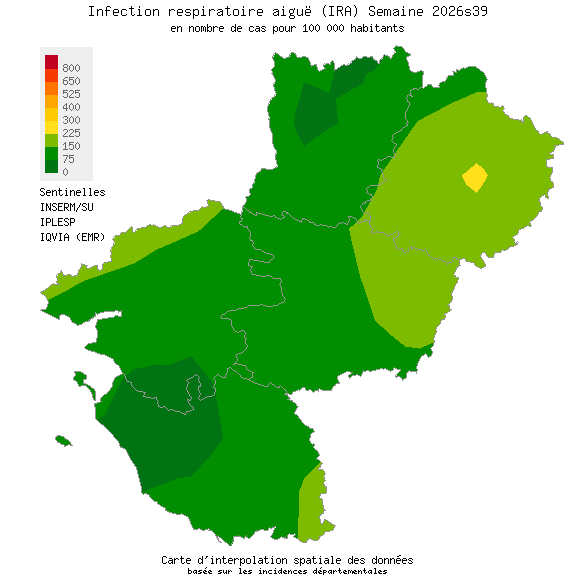Semaine 202639 - Infection respiratoire aiguë (IRA) - Activité faible en Pays de la Loire