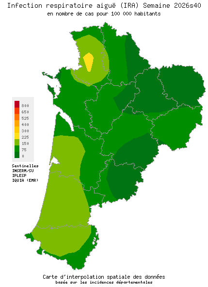 Semaine 202640 - Infection respiratoire aiguë (IRA) - Activité faible en Nouvelle-Aquitaine