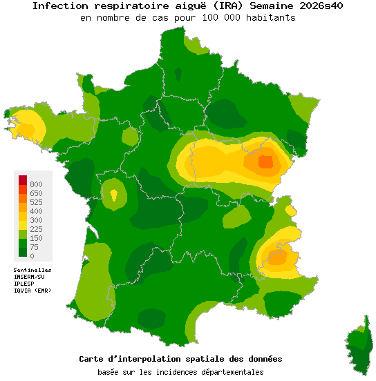 Semaine 202640 - Infection respiratoire aiguë (IRA) - Activité faible en médecine générale