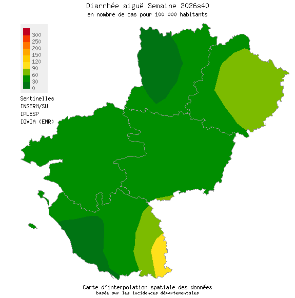 Semaine 202640 - Diarrhée aiguë - Activité faible en Pays de la Loire