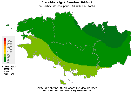 Semaine 202641 - Diarrhée aiguë - Activité faible en Bretagne
