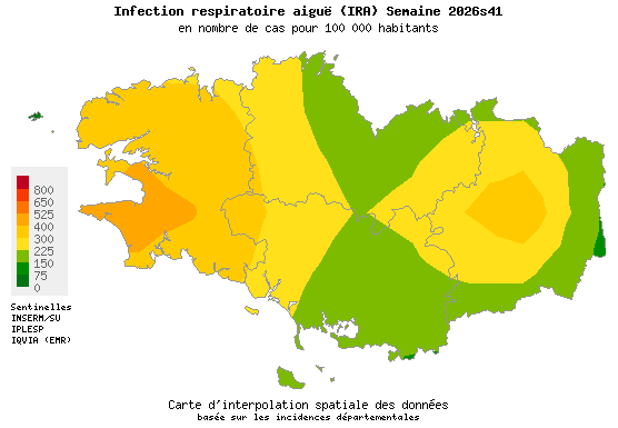 Semaine 202641 - Infection respiratoire aiguë (IRA) - Activité modérée en Bretagne