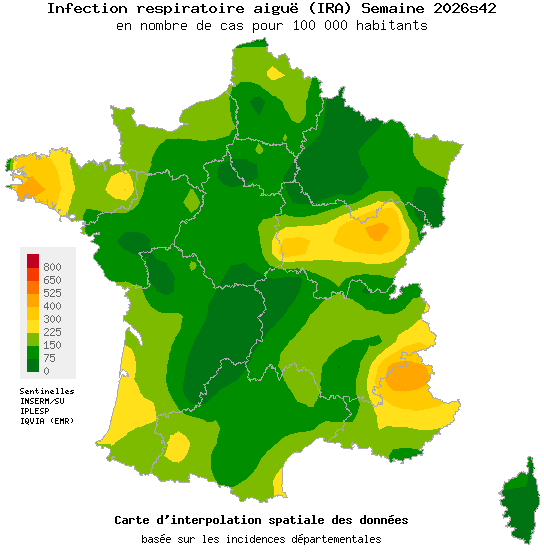 Semaine 202642 - Infection respiratoire aiguë (IRA) - Activité faible en médecine générale