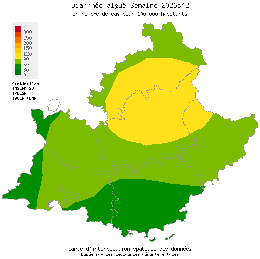 Semaine 202642 - Diarrhée aiguë - Activité faible en Provence-Alpes-Côte d'Azur