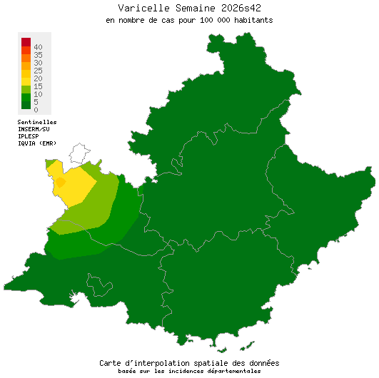 Semaine 202642 - Varicelle - Activité faible en Provence-Alpes-Côte d'Azur